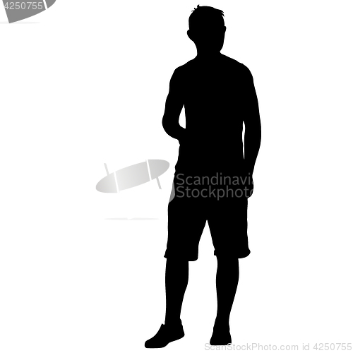 Image of Black silhouette man standing, people on white background