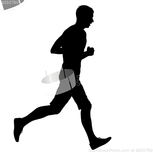 Image of Black Silhouettes Runners sprint men on white background