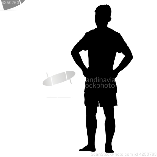 Image of Black silhouette man standing, people on white background