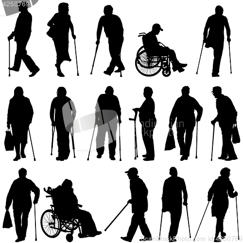 Image of Set ilhouette of disabled people on a white background. illustration