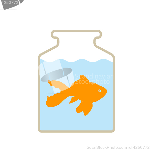Image of Color silhouette of aquarium fish in a jar with water on white background