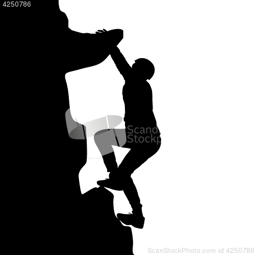 Image of Black silhouette rock climber on white background