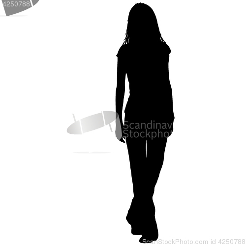 Image of Black silhouette woman standing, people on white background