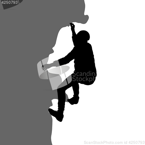 Image of Black silhouette rock climber on white background