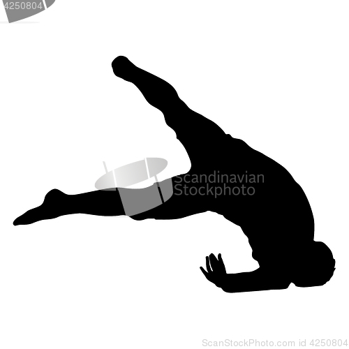 Image of Black Silhouettes breakdancer on a white background