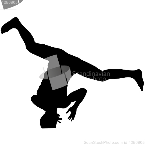 Image of Black Silhouettes breakdancer on a white background