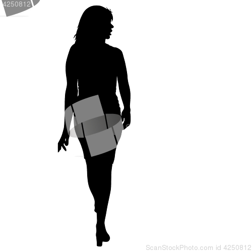 Image of Black silhouette woman standing, people on white background