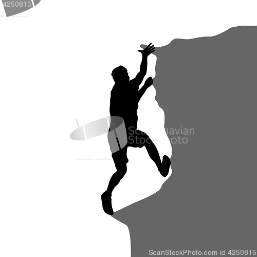 Image of Black silhouette rock climber on white background