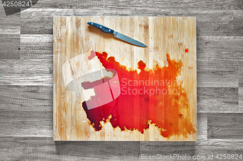 Image of Blood on the cutting board