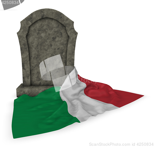 Image of gravestone and flag of italy - 3d rendering