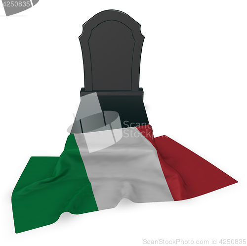 Image of gravestone and flag of italy - 3d rendering