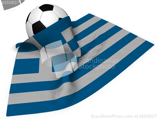 Image of soccer ball and flag of greece - 3d rendering