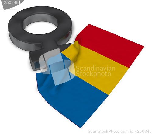 Image of female symbol and flag of romania - 3d rendering