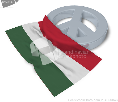 Image of peace symbol and flag of hungary - 3d rendering