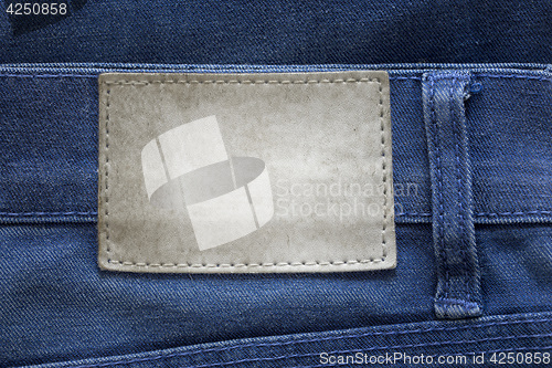Image of Blank leather label on jeans