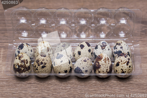 Image of Quail eggs in plastic packaging