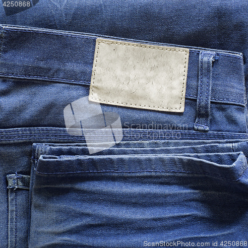 Image of Blank leather label on jeans