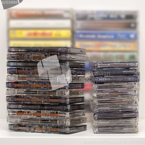 Image of Stack of old audio cassettes