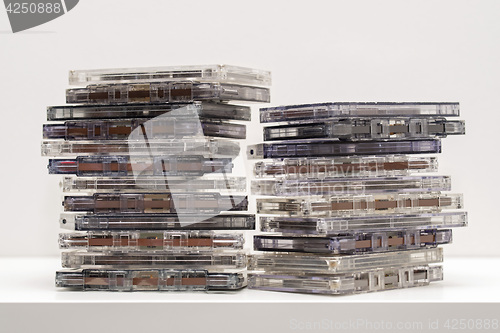 Image of Stack of old audio cassettes
