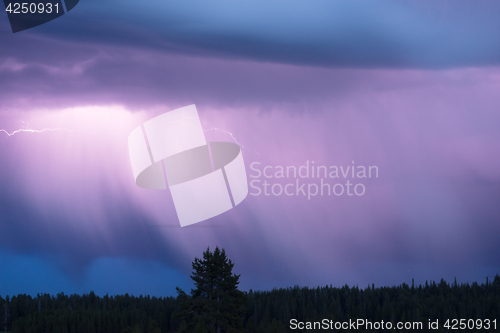 Image of Over Norris Canyon Thunderstorm Lightning Strikes Yellowstone Na