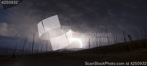 Image of Over Tower Creek Thunderstorm Lightning Strikes Yellowstone Nati