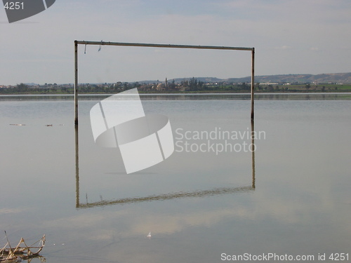 Image of Goal post reflections. Larnaca. Cyprus