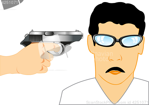Image of Gun beside heads