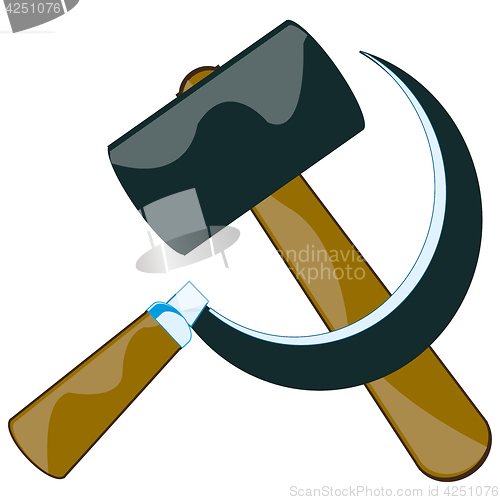 Image of Sickle and hammer on white