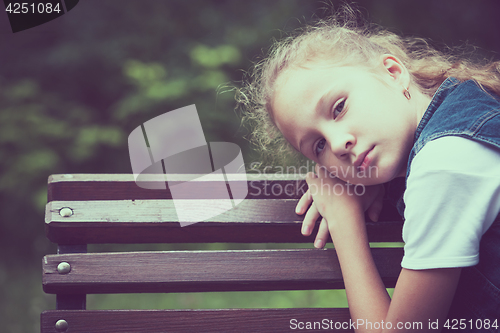 Image of Portrait of sad little girl