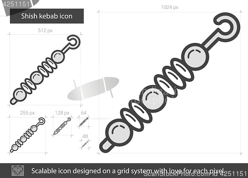 Image of Shish kebab line icon.