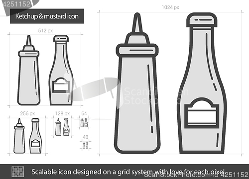 Image of Ketchup and mustard line icon.