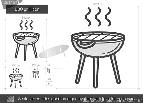 Image of BBQ grill line icon.