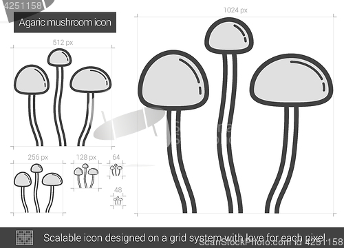 Image of Agaric mushroom line icon.