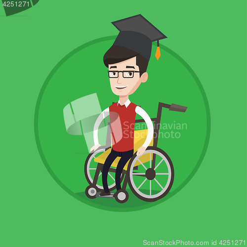 Image of Graduate sitting in wheelchair vector illustration