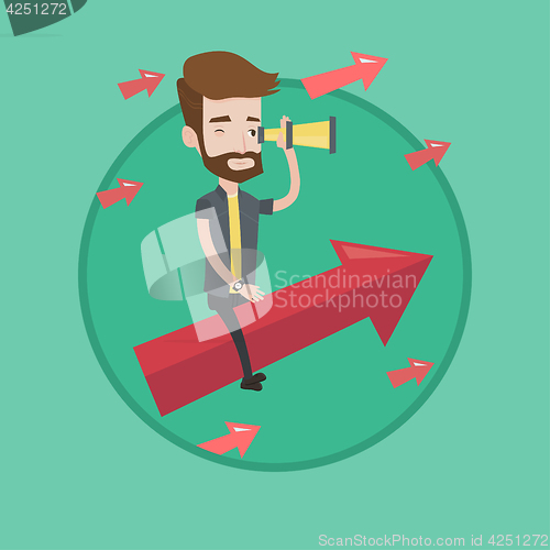 Image of Businessman looking through spyglass.