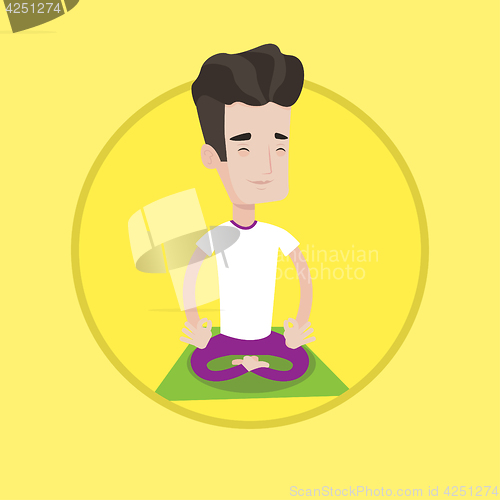 Image of Man meditating in lotus pose vector illustration.