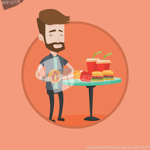 Image of Man suffering from heartburn vector illustration.