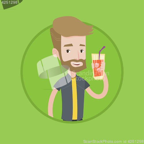 Image of Man drinking cocktail vector illustration.