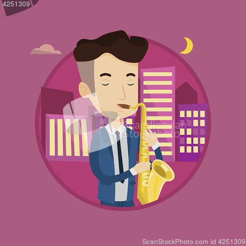 Image of Musician playing on saxophone vector illustration.