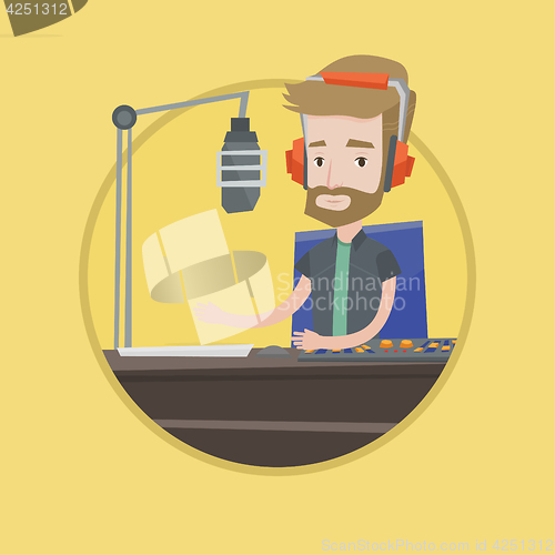 Image of Male dj working on the radio vector illustration