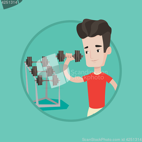 Image of Man lifting dumbbell vector illustration.