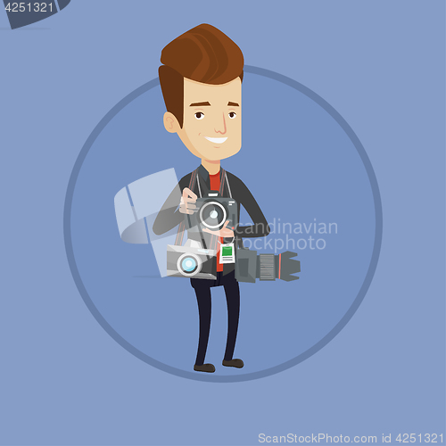 Image of Paparazzi taking photo vector illustration.