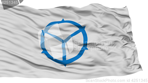 Image of Isolated Matsue Flag, Capital of Japan Prefecture, Waving on White Background