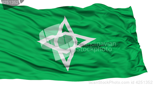 Image of Isolated Morioka Flag, Capital of Japan Prefecture, Waving on White Background