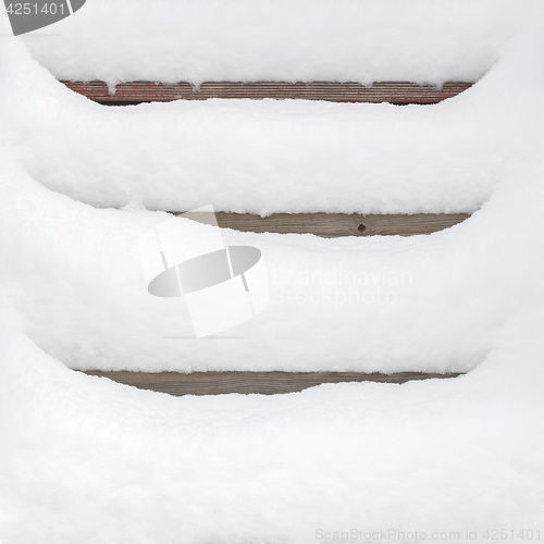 Image of stairway covered with snow