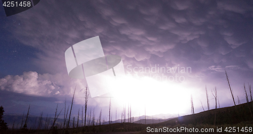 Image of Over Tower Creek Thunderstorm Lightning Strikes Yellowstone Nati