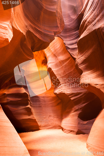 Image of Sunlight Beams Through Crevasse Sandstone Rock Antelope Slot Can