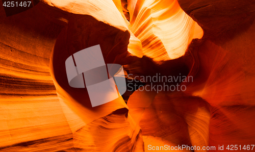 Image of Sunlight Beams Through Crevasse Sandstone Rock Antelope Slot Can