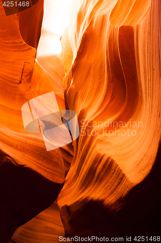 Image of Sunlight Beams in Sandstone Rock Antelope Slot Canyon Arizona