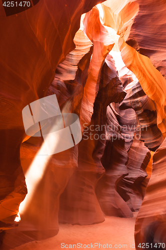 Image of Sunlight Beams into Antelope Slot Canyon Arizona